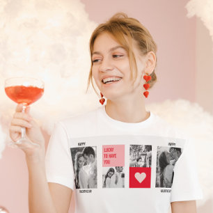 コラージュのカップルの写真 バレンタイモダンンのプレゼント Tシャツ