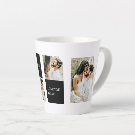 コラージュのカップルの写真 |バレンタインギフト カフェラテマグ (右アングル)