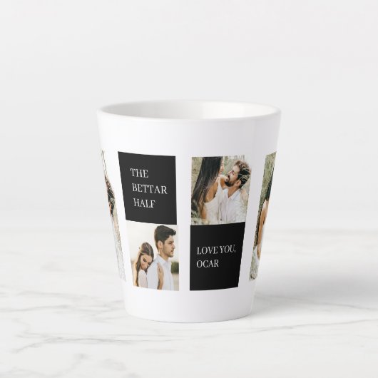 コラージュのカップルの写真 |バレンタインギフト カフェラテマグ (正面)