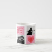 コラージュのカップルの写真 |バレンタインピンク&赤いハート エスプレッソカップ (正面)