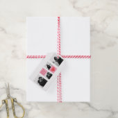 コラージュのカップルの写真 |バレンタインピンク&赤いハート ギフトタグ (より糸付き)