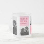 コラージュのカップルの写真 |バレンタインピンク&赤いハート フロストグラスマグカップ (正面左)