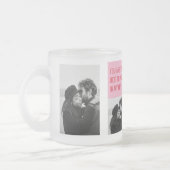 コラージュのカップルの写真 |バレンタインピンク&赤いハート フロストグラスマグカップ (左)