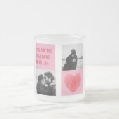 コラージュのカップルの写真 |バレンタインピンク&赤いハート フロストグラスマグカップ (中央)