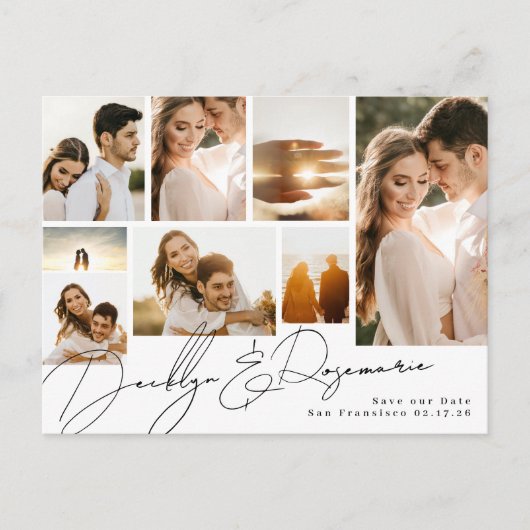 コラージュのカ数々のスタマイズな写真日付の保存 案内ポストカード (正面)