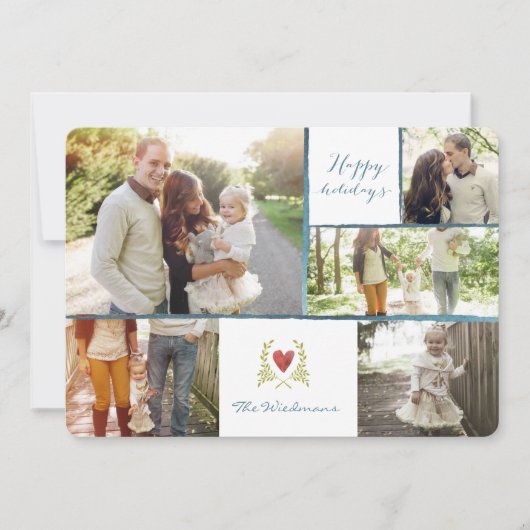 コラージュのクリスマスカード – 素朴フローラ鹿カード シーズンカード (正面)