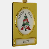 コラージュのクリスマスツリー ゴールドプレートバナーオーナメント (右)