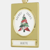 コラージュのクリスマスツリー ゴールドプレートバナーオーナメント (左)