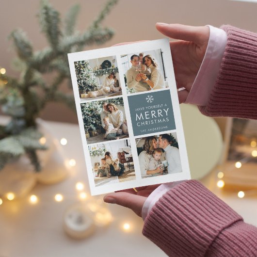 コラージュのクリスマスフォト |メリークリスマス |青