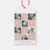 コラージュのクリスマスフォト | Pastel Pink Joyful ギフトタグ (正面)