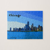 コラージュのシカゴスカイライン絵を描 ジグソーパズル (横)