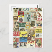 コラージュのチャットヴィンテージ ポストカード (正面/裏面)