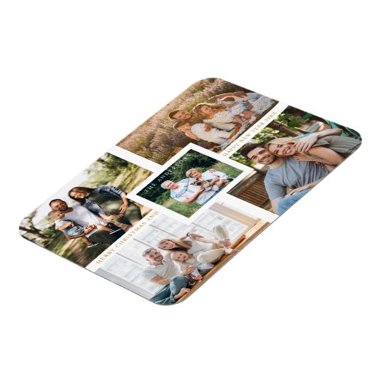 コラージュのミニマルなメリークリスマスフォトファミリー マグネット (左側)