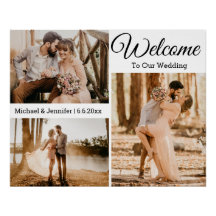 コラージュのミニマ結婚ルウェルカムサイン3枚