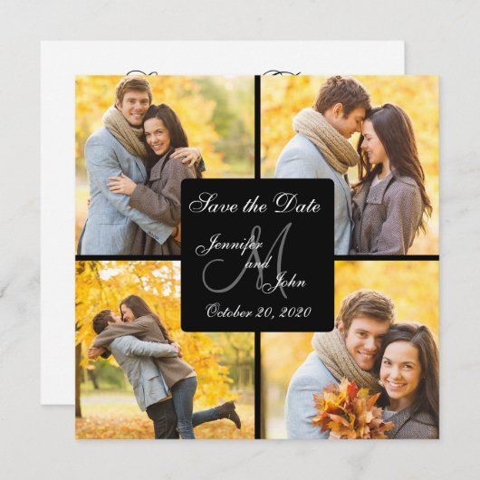 コラージュの写真のセーブ・ザ・デート案内 セーブザデート (正面/裏面)