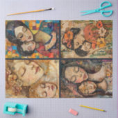 コラージュの切り離しを作るマザー・チャイルド・アーティスト 薄葉紙 (クラフト)