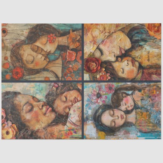 コラージュの切り離しを作るマザー・ドーターアーティスト 薄葉紙 (正面)