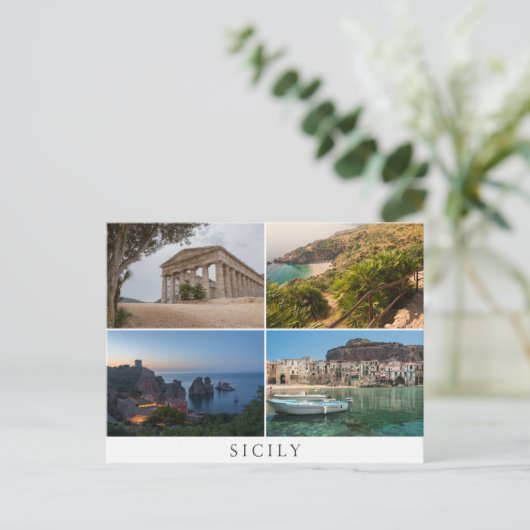 コラージュの土産のシチリアの風景 ポストカード (スタンド正面)