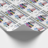 コラージュの日本のなクリスマスの紙の白く黒い点 ラッピングペーパー (角)