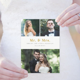 コラージュの編集可能カラー結婚の発表の消去 サンキューカード