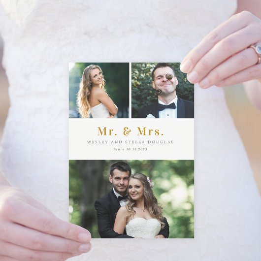 コラージュの編集可能カラー結婚の発表の消去 サンキューカード