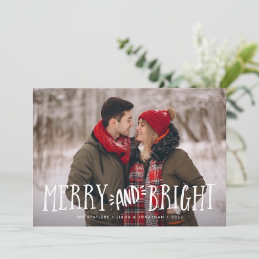 コラージュの背部が付いているメリーで及び明るい休日の写真カード シーズンカード (スタンド正面)