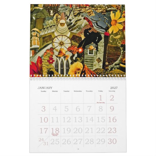 コラージュの表現-12月のカレンダー カレンダー (1月 2027)