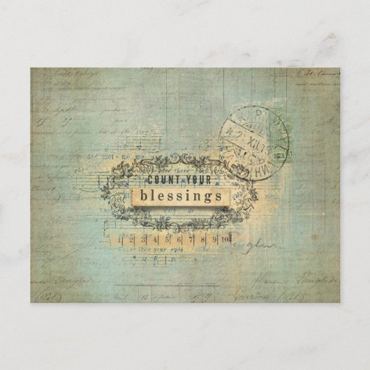 コラージュの賛美ワードアートを数える ポストカード (正面)