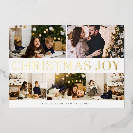 コラージュはっきりした | Christmas Joy 5の写真 箔シーズンカード (正面)
