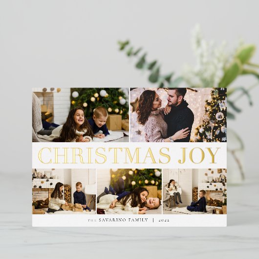 コラージュはっきりした | Christmas Joy 5の写真 箔シーズンカード (立ち正面)