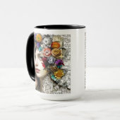 コラージュアート |かわいらし髪に花を付けた女の子 マグカップ (正面左)