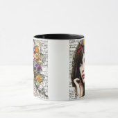 コラージュアート |かわいらし髪に花を付けた女の子 マグカップ (中央)