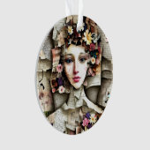 コラージュアート |本かわいらしのページから作られた少女 オーナメント (正面)