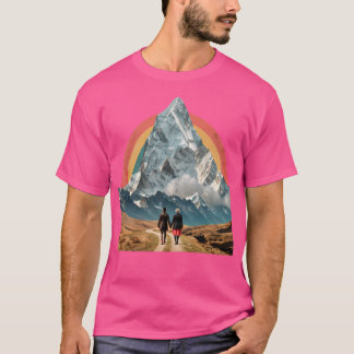 コラージュウォールアートデザインカップルの山 Tシャツ