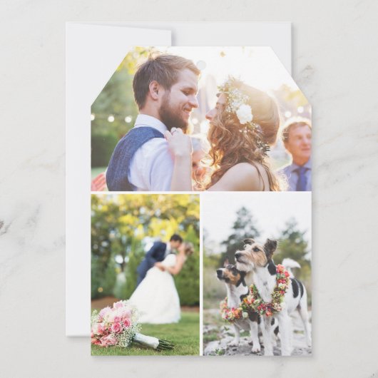 コラージュエレガントスクリプ結婚の写真 サンキューカード (裏面)