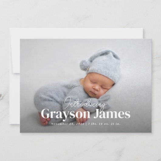 コラージュエレガント誕生付き完全写真 案内状 (正面)