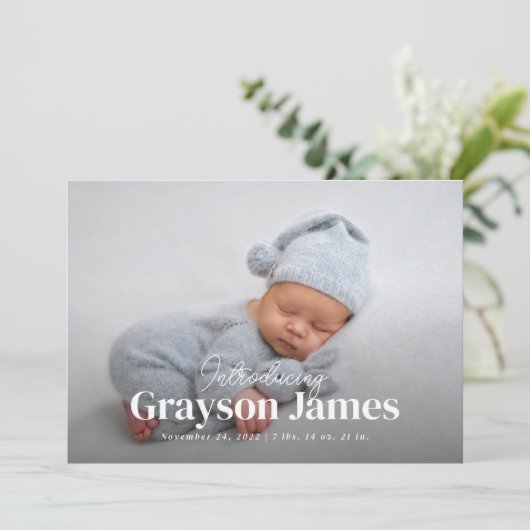 コラージュエレガント誕生付き完全写真 案内状 (スタンド正面)