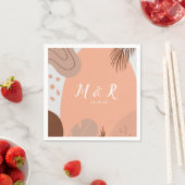 コラージュオーガニックモンステラ結婚のロゴアーストーン スタンダードカクテルナプキン (インサイチュ)