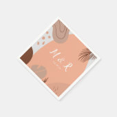 コラージュオーガニックモンステラ結婚のロゴアーストーン スタンダードカクテルナプキン (角)