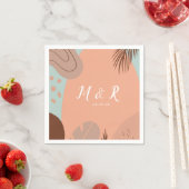 コラージュオーガニックモンステラ結婚のロゴアーストーン スタンダードカクテルナプキン (インサイチュ)