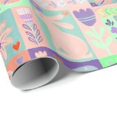 コラージュカラフルピンクグリーンパープルイースター ラッピングペーパー (ロールコーナー)