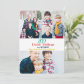 コラージュカラフルプレイドタイディングホリデーフォトカード シーズンカード (スタンド正面)