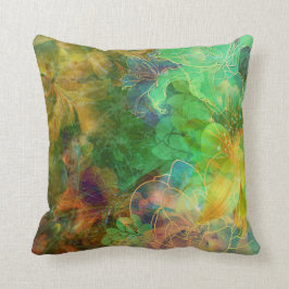 コラージュカラフル抽象芸術フローラ クッション