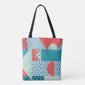 コラージュカラフル抽象芸術90sオレンジティール（緑がかった色） トートバッグ (裏面)