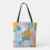 コラージュカラフル抽象芸術90sピンクアクア トートバッグ (裏面)