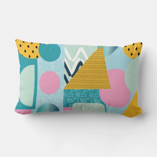 コラージュカラフル測形状腰枕 ランバークッション (裏面)