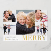 コラージュカラフル |メリー & Bright 5写真 箔シーズンカード (正面)