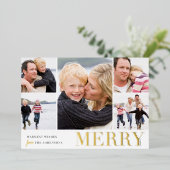 コラージュカラフル |メリー & Bright 5写真 箔シーズンカード (立ち正面)