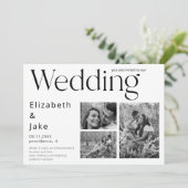 コラージュコンテンポラリーB/Wフォト結婚式招待状 招待状 (スタンド正面)