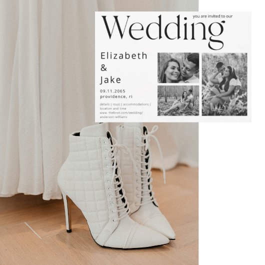 コラージュコンテンポラリーB/Wフォト結婚式招待状 招待状